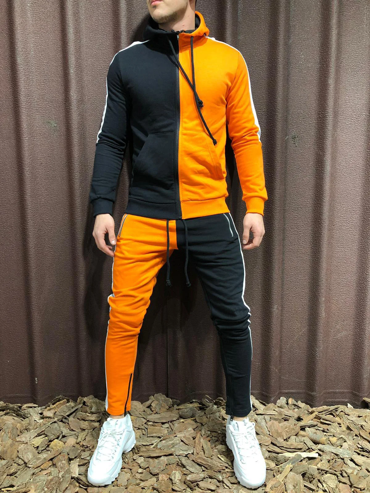 Custom High Quality Sweatsuit Two Tone Color Block Fashion Tracksuit