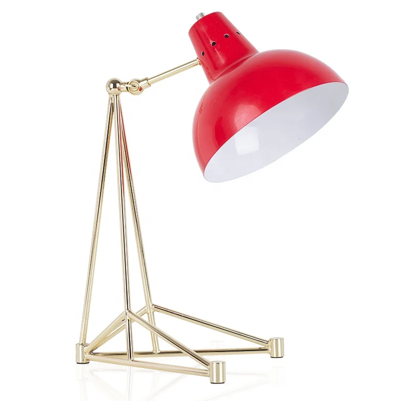 Hardware modern decorative table lamp red color bedroom table light make in China zhongshan lighting