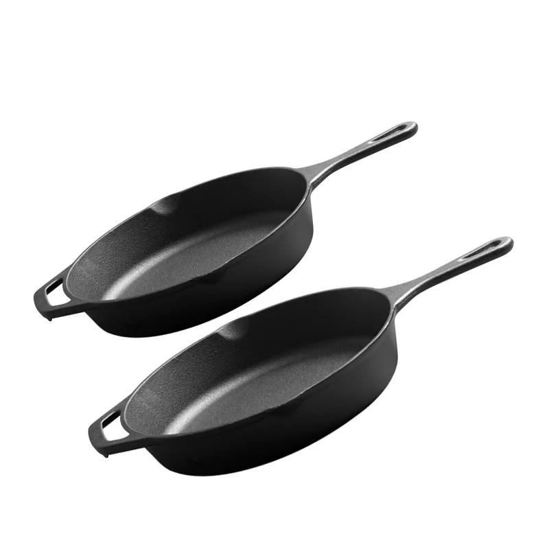 Mu New Hot Selling Flat Bottomed Frying Pan 10 Inch 12 Inch Cast Iron Round Frying Pan Skillet