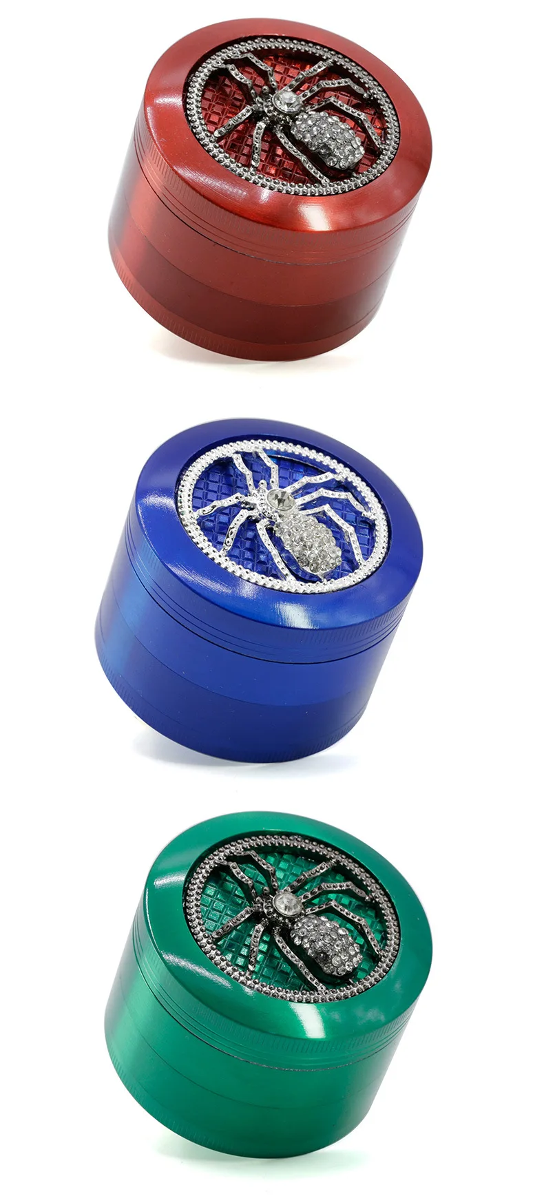 63mm spider diamond 4parts herb grinder colorful zinc grinder for weed