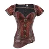 Steampunk bodice with jacket and pouch jacquard steel bone Gothic punk clothing factory