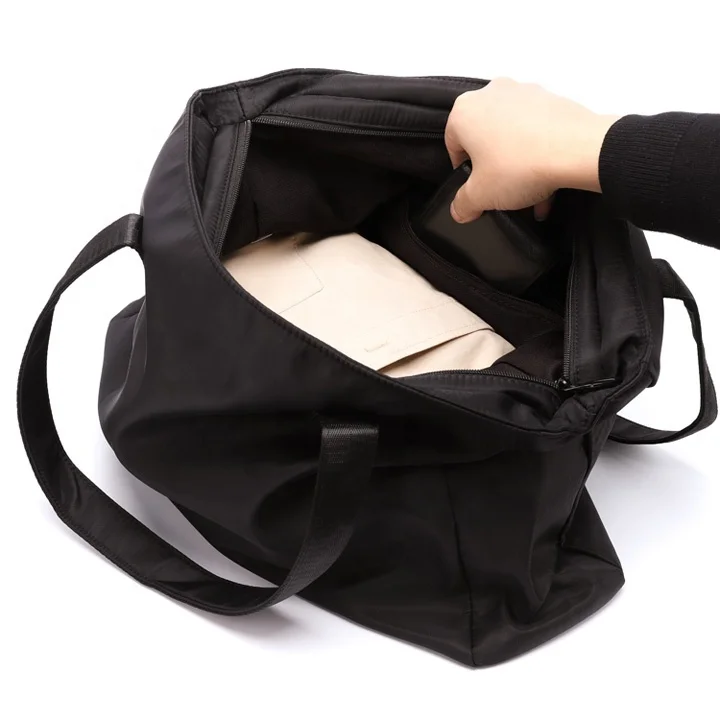 Custom Daily Nylon Travel Tote Bag Man Women Black Shoulder Gym Beach