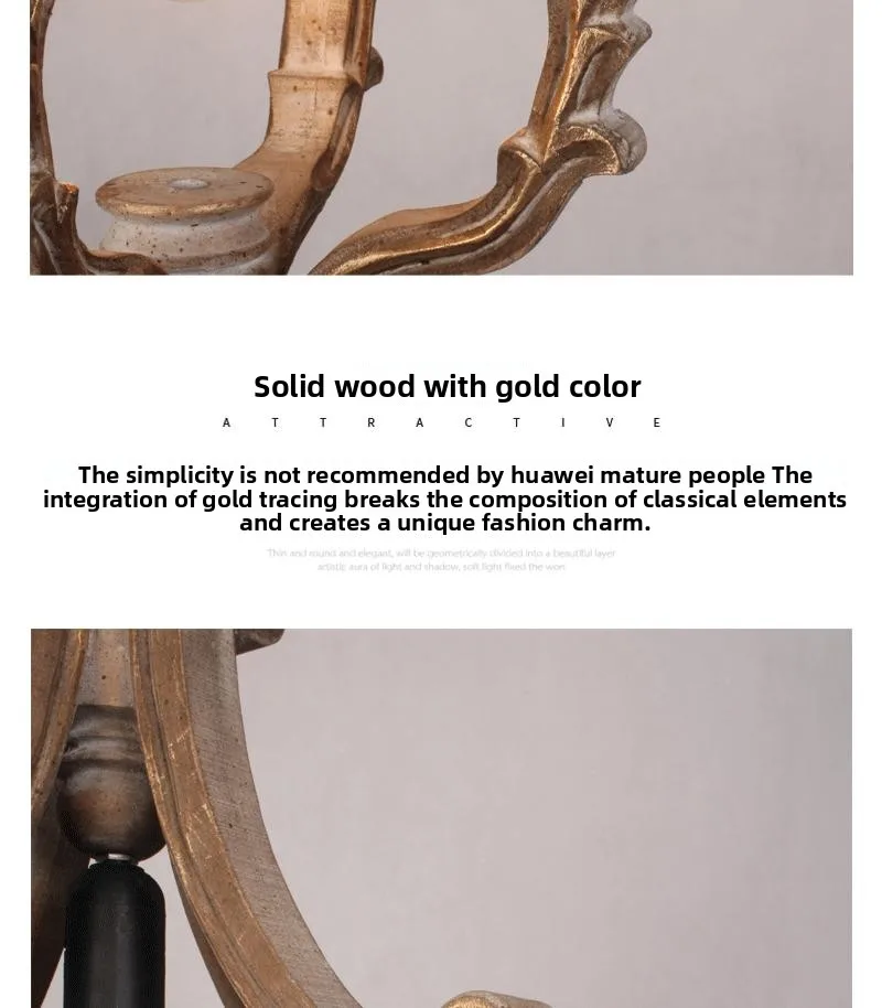 product american country style solid wood single head pendant light vintage small gold trim for clothing store dining room light-16