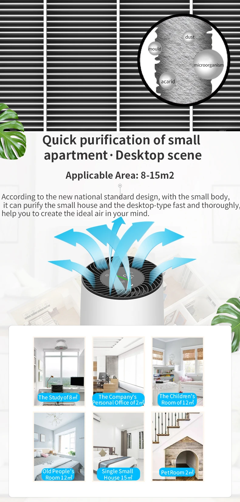 MIni Particle H13 Anti virus home hepa air purifier UVC air purifier Desktop air purifier