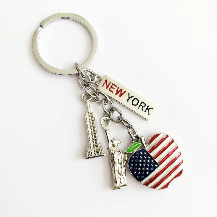 Details about   Keychain US Map American Flag with Statue of Liberty & Empire State Building 