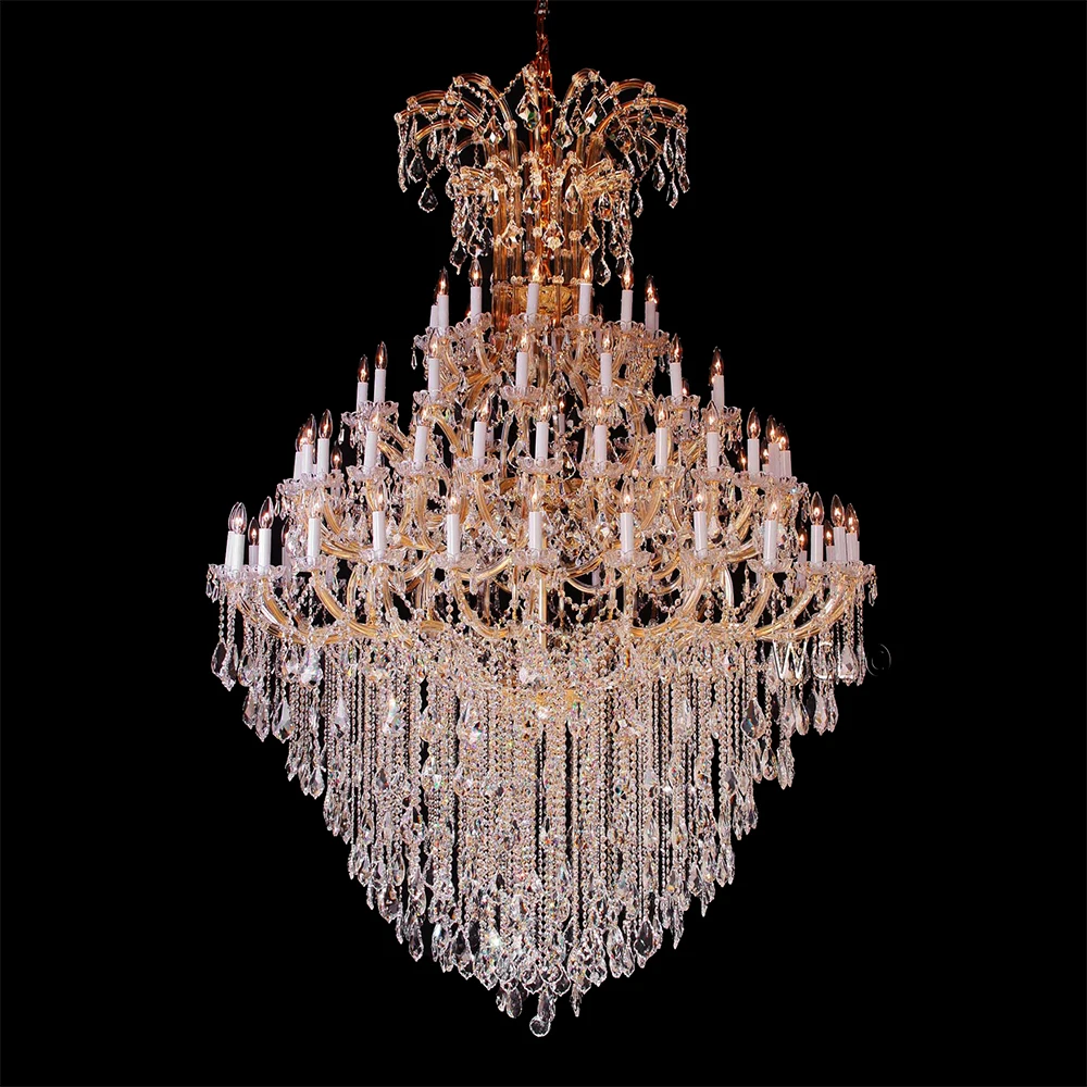 
84 lights big large huge giant gold hotel lobby chandelier luxury classic luxurious lighting long beads maria theresa chandelier 