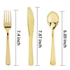 Wholesale bulk disposable flatware silverware set gold glitter plastic spoons forks and knives cutlery set combo for events