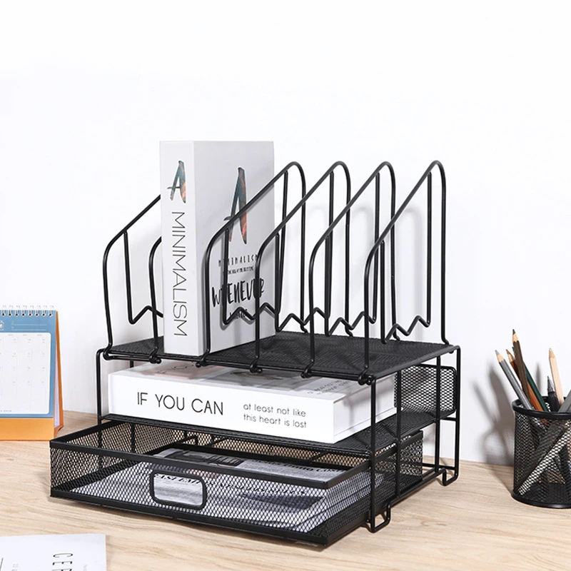 Metal Mesh Office Document File Organizer Rack Desk Table Organizer