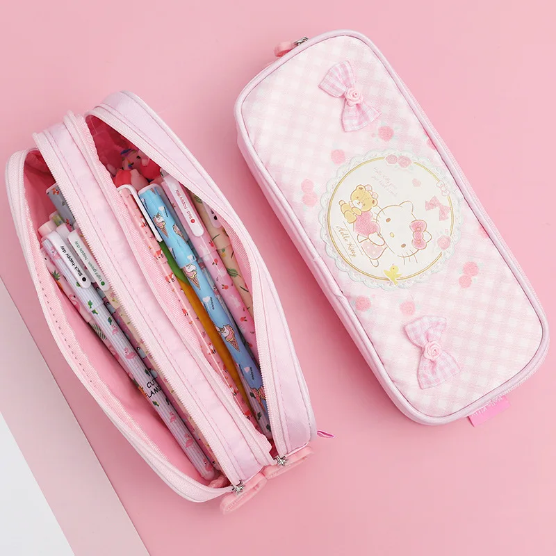 Cute Pink Hello Kitty Double Pencil Bag Children Pencil Cases - Buy ...