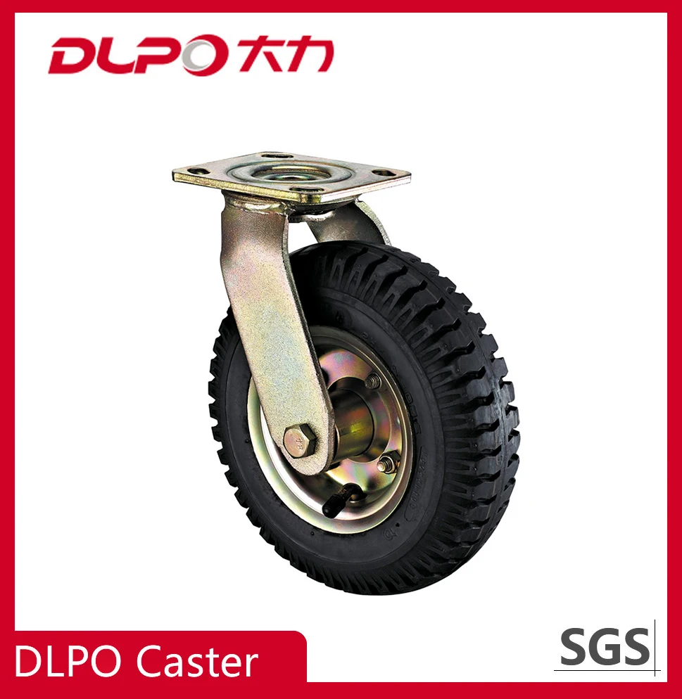 Dlpo 8/10 Inch Gold Plating Heavy Duty Pneumatic Rubber Caster Wheels