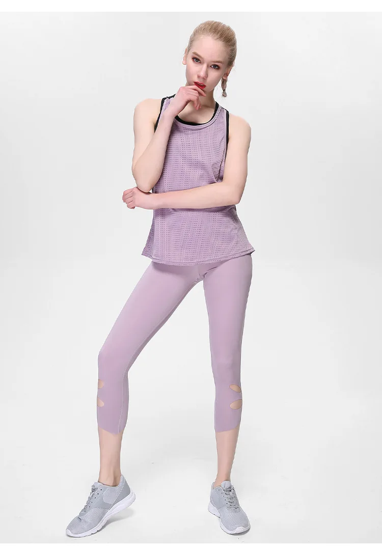 时尚女性高腰透气夏季运动紧身裤七分裤女士