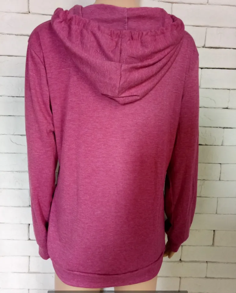 Autumn Long Sleeve Women'S Hoodies Solid Color Tops Sweatshirt With Pocket