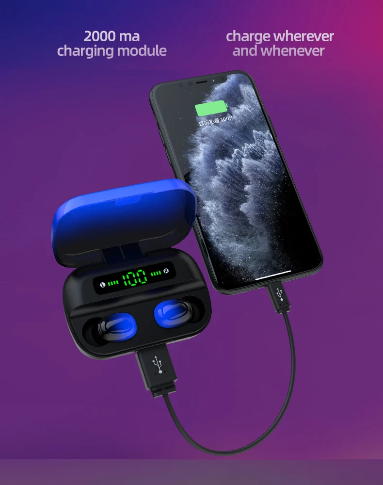 HBQ Q82 V5.0 Mini TWS Wireless Bluetooth Earphone 20H Play Time Wireless Headphones Bluetooth Headset With Mic for Phone - ANKUX.COM