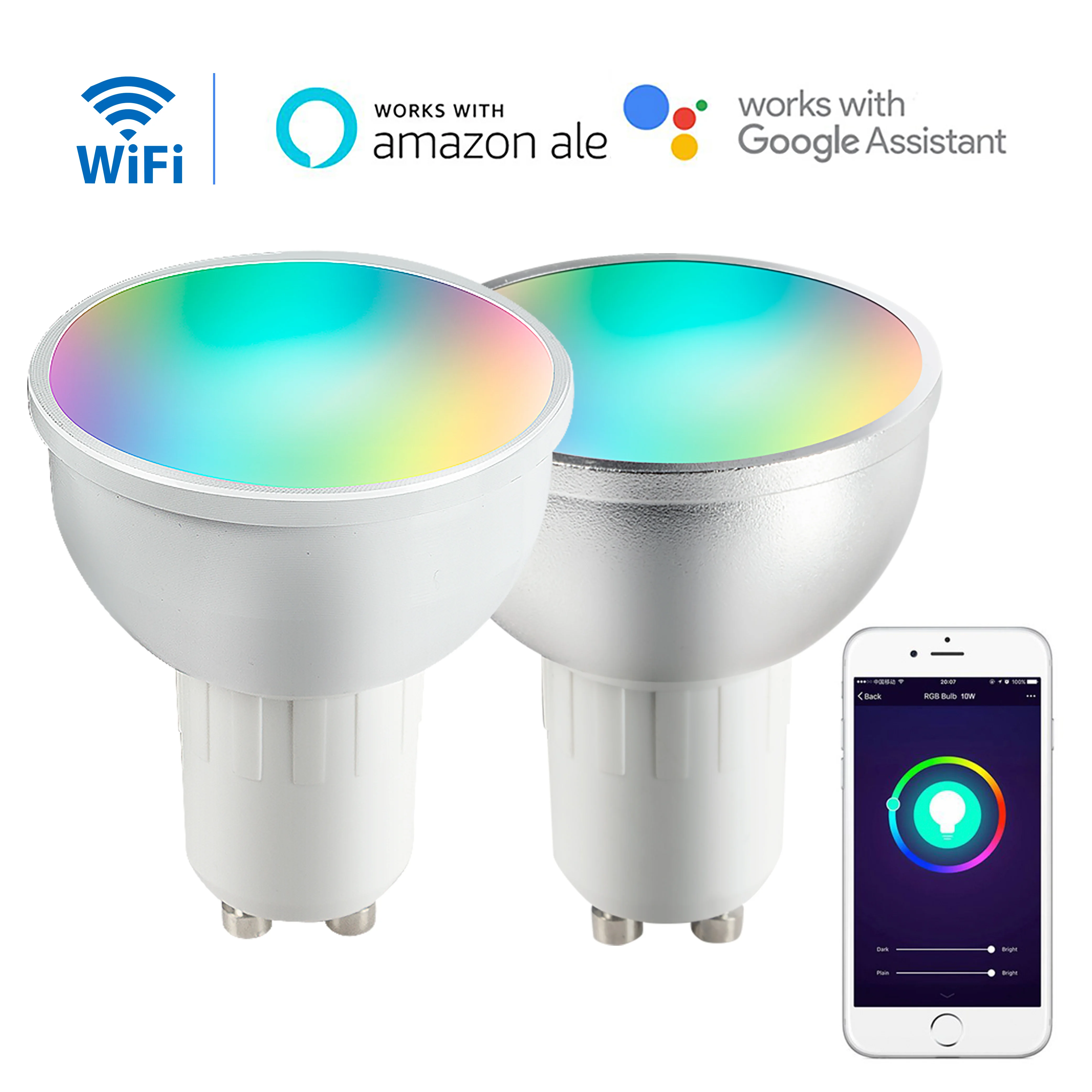 Wholesale Great Quality GU10 Wifi Smart Bulb 5W Google Home Light Bulb RGB LED Wifi Smart Bulb Alexa