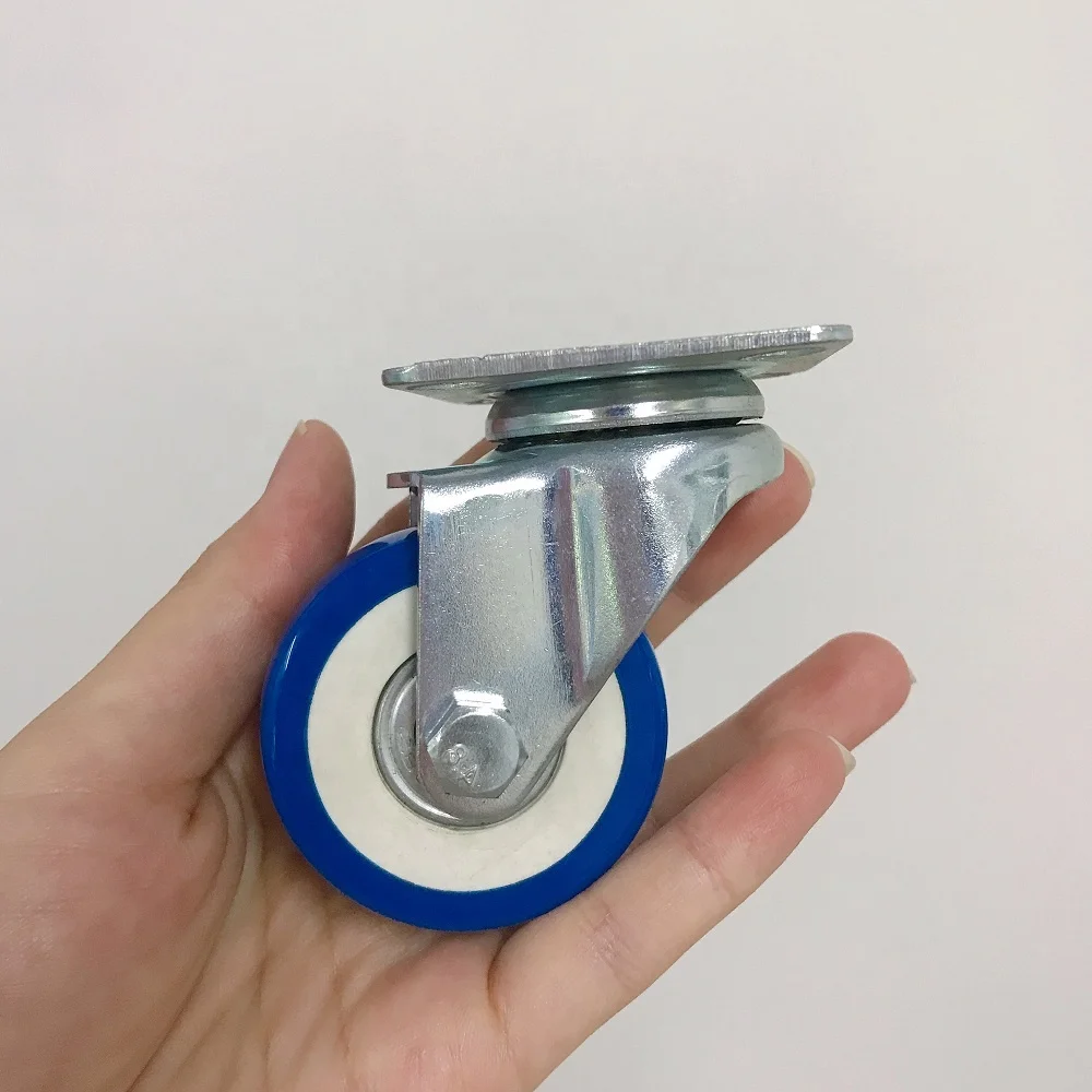 China Wheel Blue White Double Ball Bearing Universal 2" Locking Polyurethane Caster