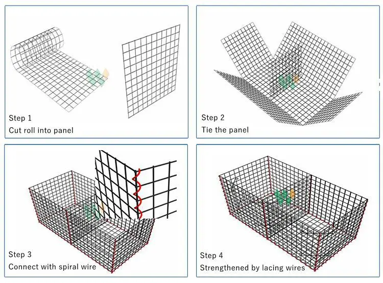 Galfan Coating Wire Mesh Stone Cage Welded Gabions for retaining wall