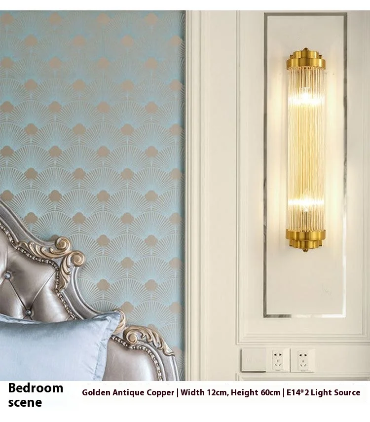 product european style luxury led wall lamp modern glass body with iron and brass for indoor home or hotel decoration-1