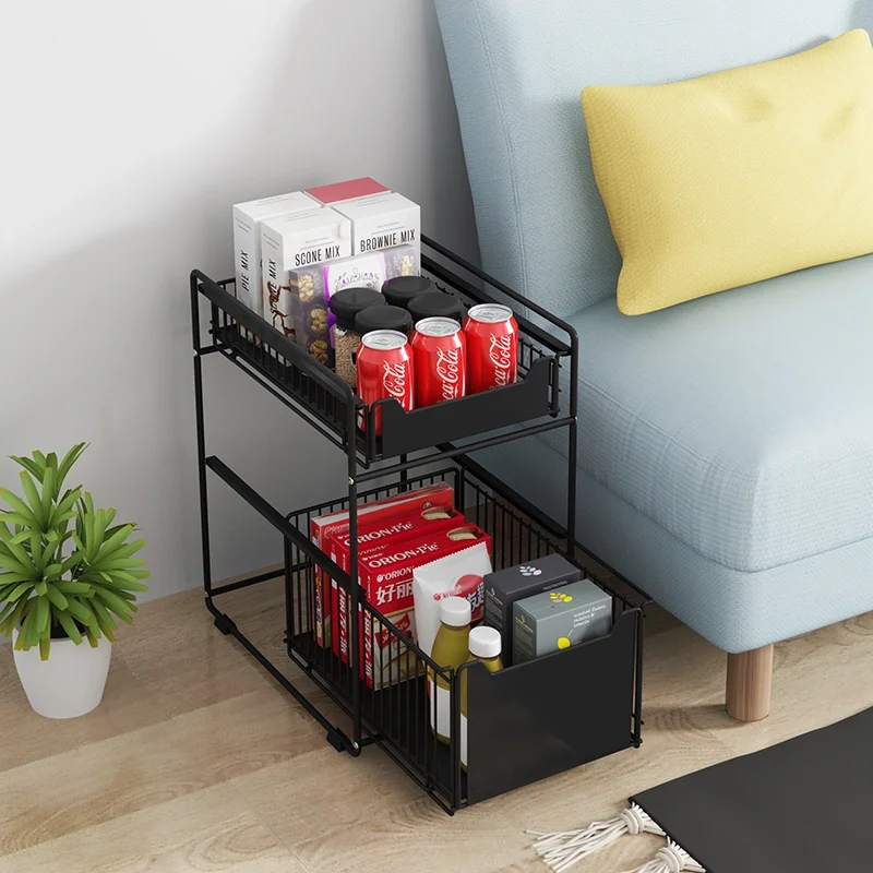 Easily Assemble 2 Tier Large Expandable Metal Towel Storage Rack Under