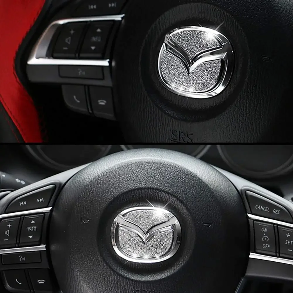 For Mazda Steering Wheel Emblem Cover Logo Sticker Car Accessories For Mazda 3 5 6 8 Cx3 Cx4 Cx5