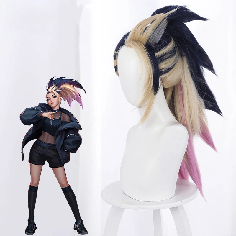 Wholesale Kda Akali Wig 50cm Dark Blue Pink Mixed League Of Legends Lol  Peluca Synthetic Anime Cosplay Wig With One Ponytail - Buy Kda Akali  Wig,Lol Peluca Cosplay,Lol Anime Cosplay Wig Product
