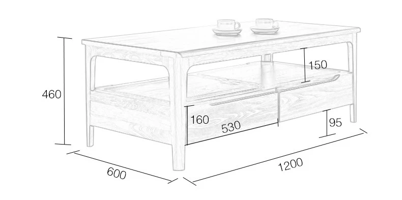 product-New design European style factory price luxury soild wooden modern coffee tea table design f-2