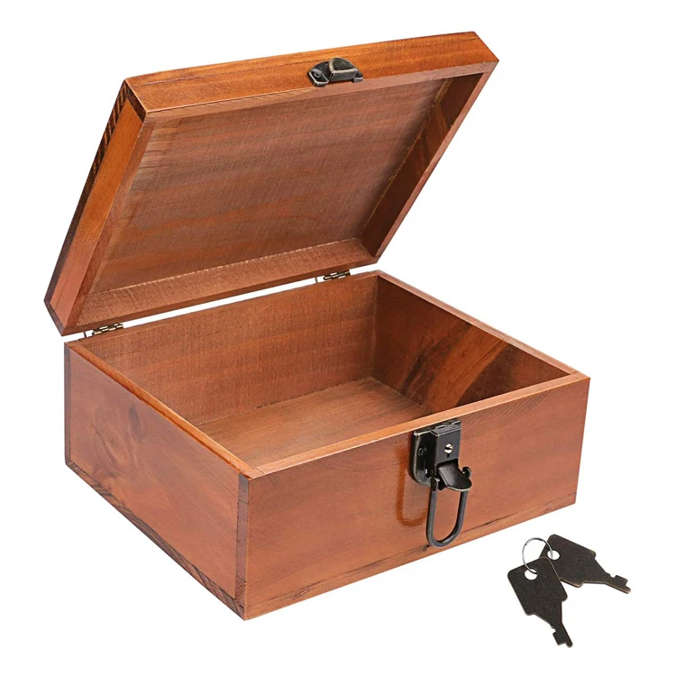 Vintage Handmade Wood Craft Box Wooden Keepsake Box for Jewelry