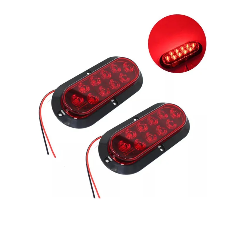 10 Led 6 Inch Oval Whiteamberred Tail Light For Universal Trailer 12v Truck Waterproof Side