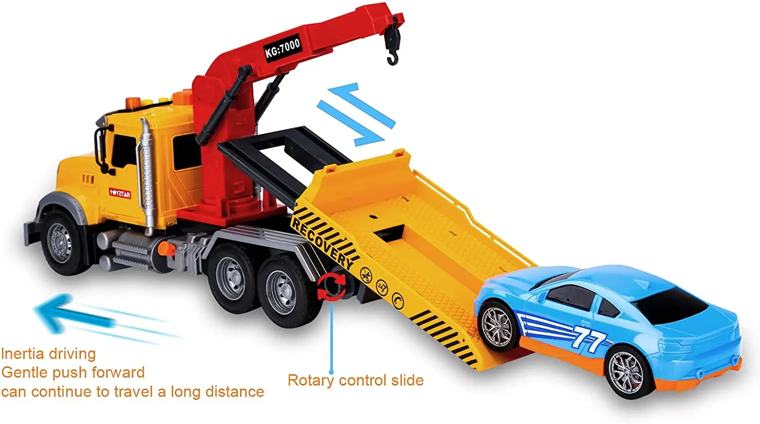 Big Tow Truck With Hook And Car For Boys Pull Back Truck Toys Wih Light ...