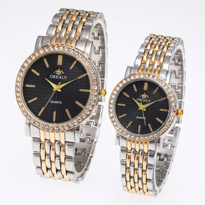 Tw387 Top Brand Grealy Diamond Around Face Steel Couple Watches Quartz