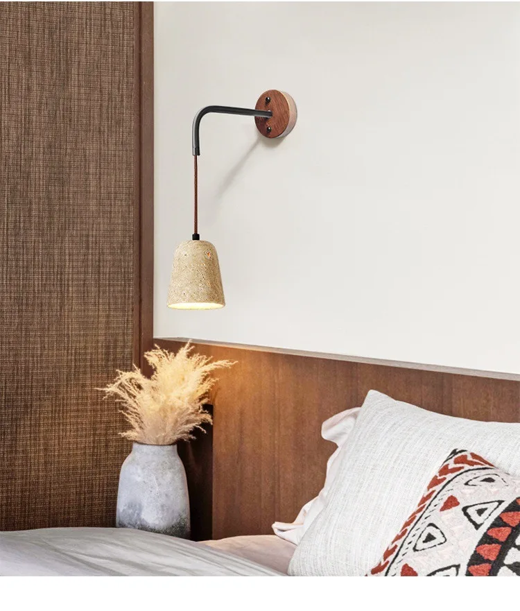 现代黄色洞石发光二极管壁灯可调光暖白光高CRI 90节能壁挂式家居装饰