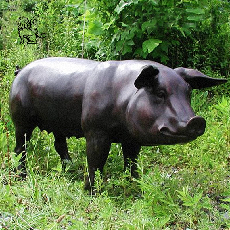Life Size Park Decorative Garden Animal Statues Casting Bronze Pig