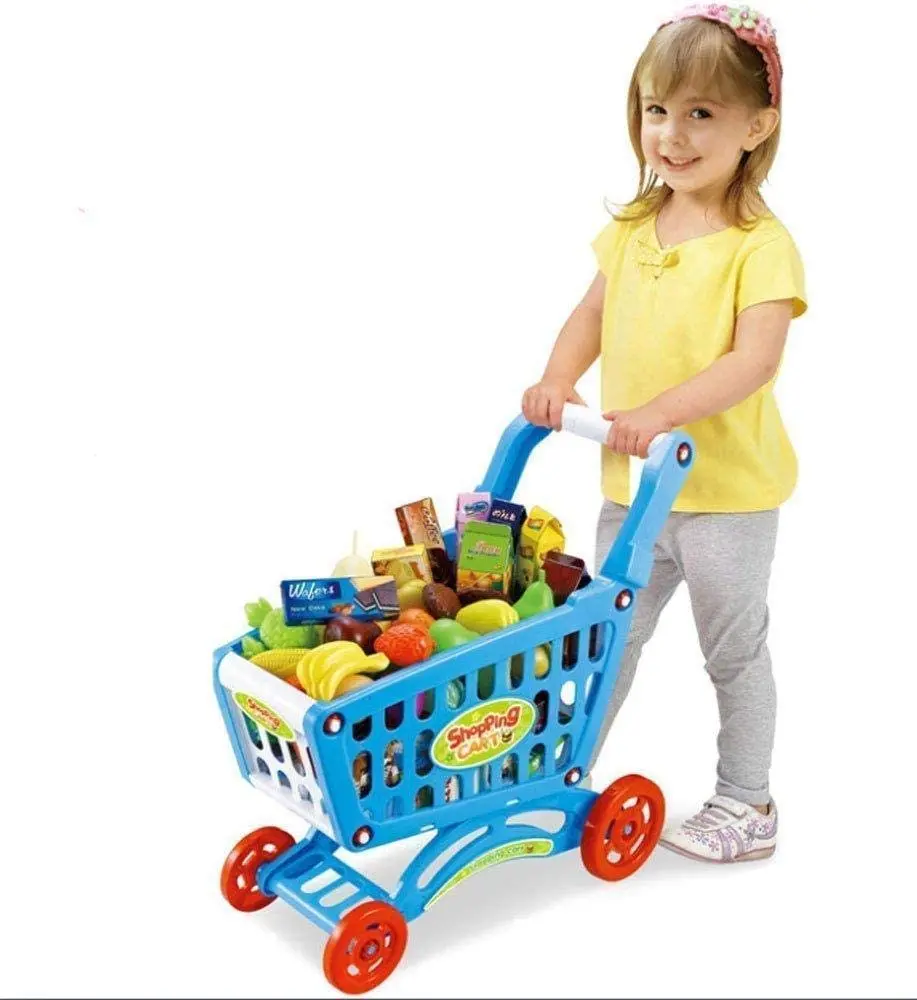 Mini Target Shopping Cart Trolley Play Set Includes Grocery Food Fruit