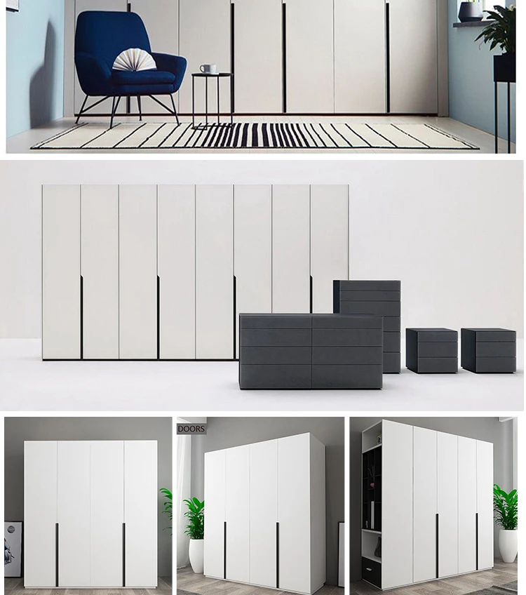 New design professional manufacture bedroom wardrobe for apartment modern simple swing door wardrobe cabinet