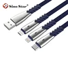 SS-X37 Material: Zinc Alloy + Double-color 3 in 1 weave Multi Charging Cable Micro USB Type C Mobile Phone Charger Line