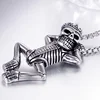Sleeping Skeleton Pendant necklace for Men Women Antique Silver Color Metal stainless steel Skull Charm Fashion