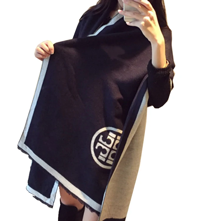 
Winter New Europe And America Wild Word Cashmere Scarf Ladies Long Section Dual-Use Warm Thick Winter Shawl 