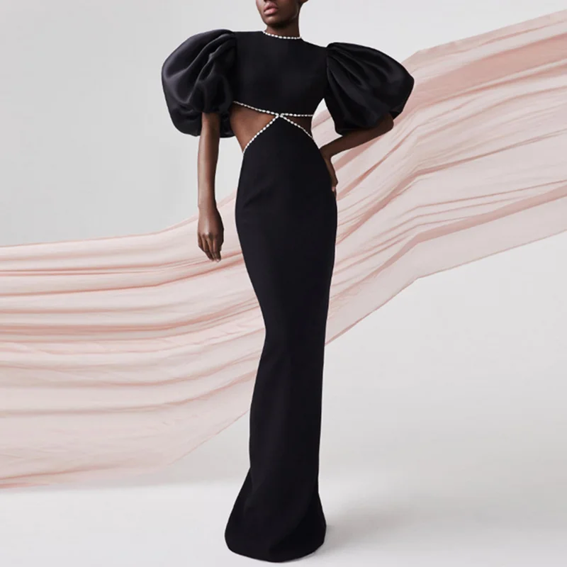 black slim gown