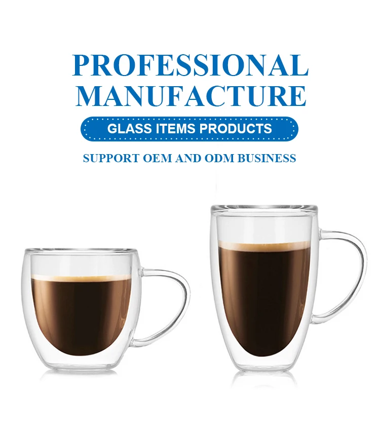 Double Wall Glass Cup Drinking Coffee Cups With Handle Borosilicate