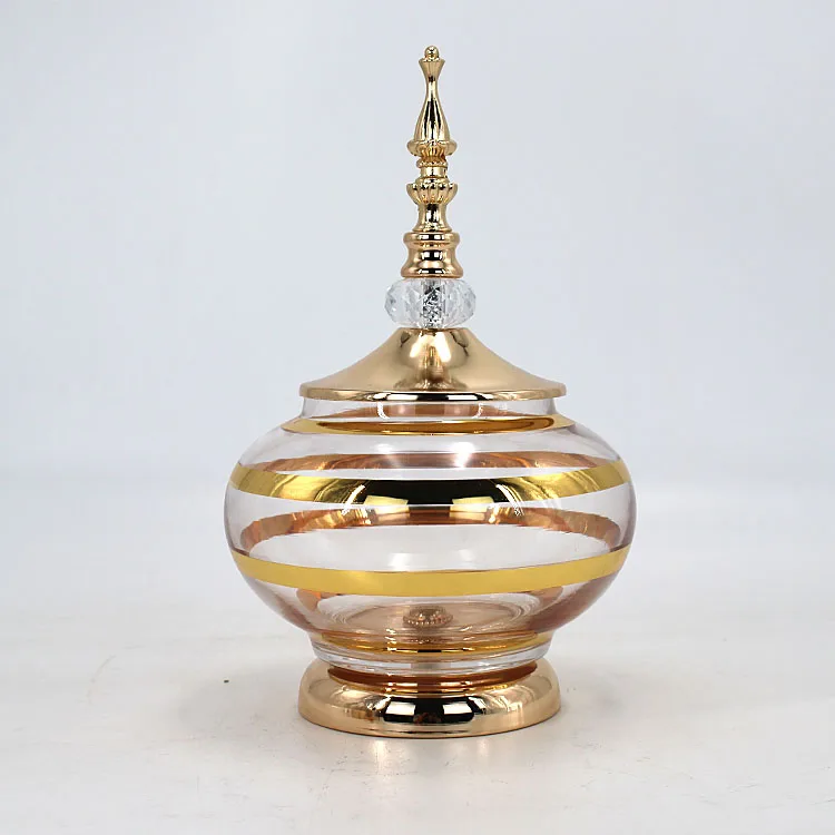 Europe Transparent Phnom Penh Candy Pot With Lid Round Glass Candle