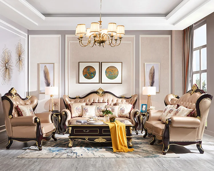 Antique Living Room Sofa - Royal Genuine Leather Sectional