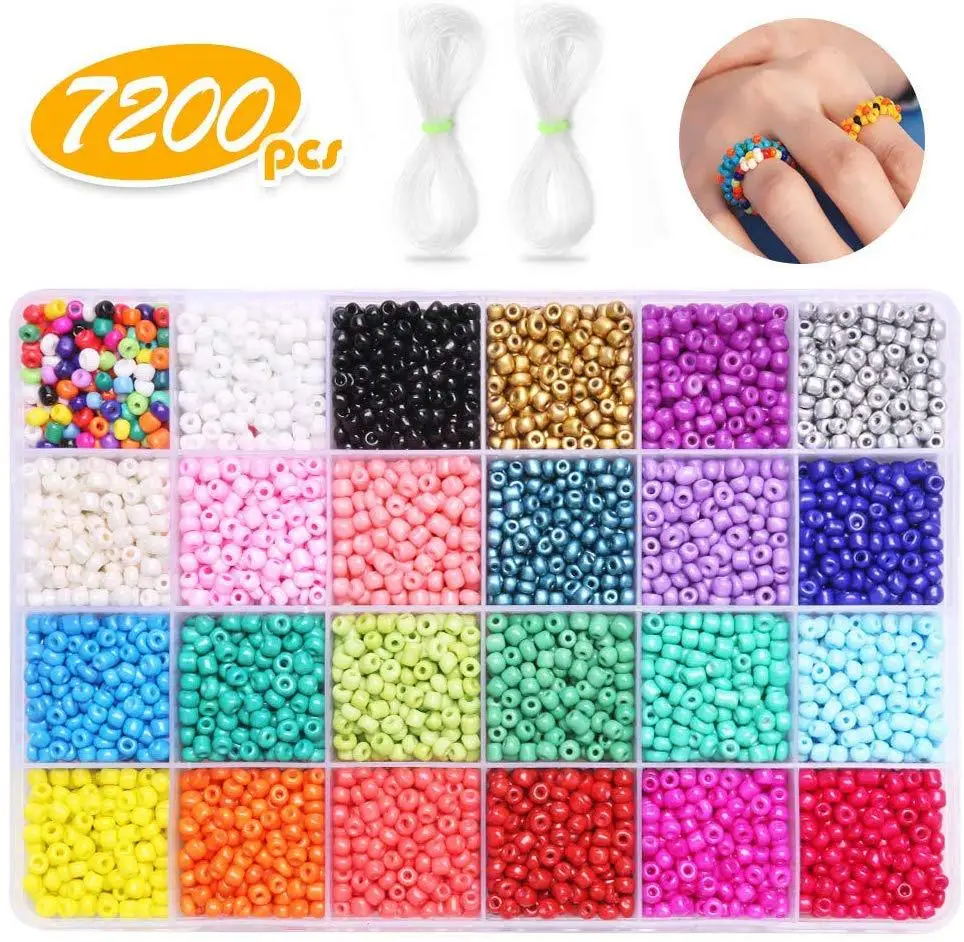 3300pcs 7200 Pcs Glass Seed Beads 4mm 3mm Wholesale Mixed Colors Small Pony Beads Elastic String