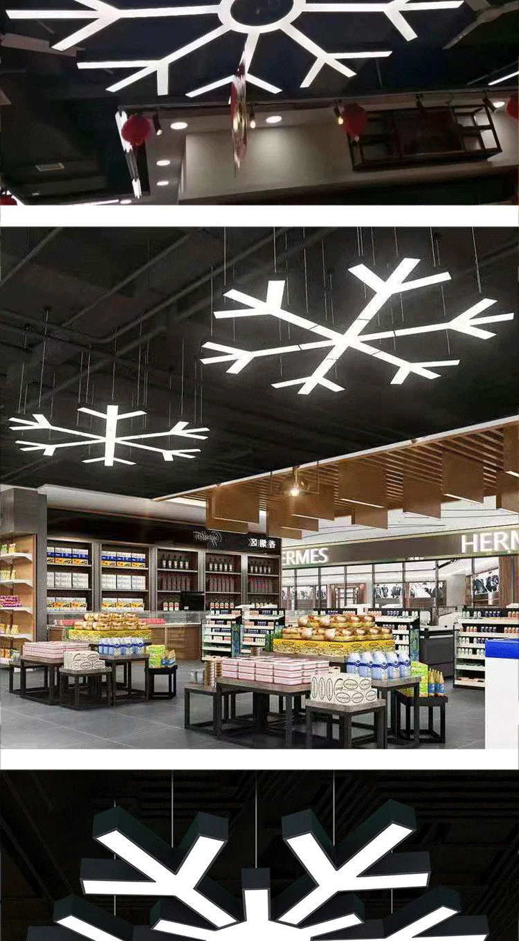 product customizable creative snowflake led modeling lamp special shaped chandelier for billiard room internet cafe shopping mall-7