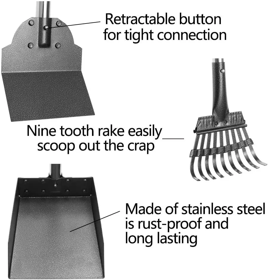 Pet Poop Tray,Rake And Spade Set And 3 Pack Poop Scoop Pet Waste