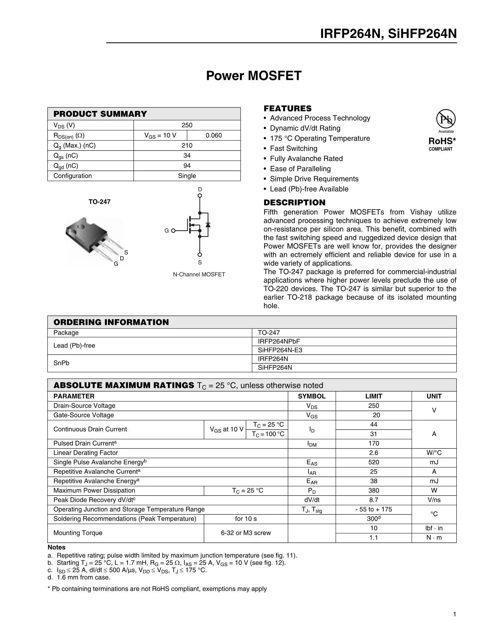 Fabricante Original Transistor Mosfet Csd19505 K100e08 Irfp264n Irfp264 ...