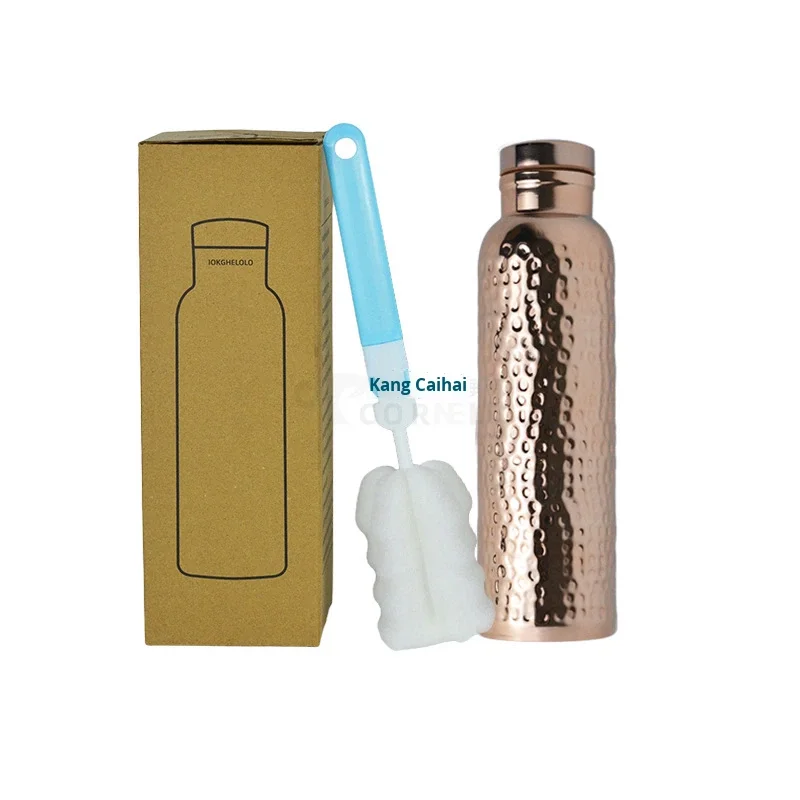 Luxury Plating Copper Water Bottle 22 OZ Stainless Steel Lab-Tested Ayurveda Copper Drinking Copper Vessel Bottle for Women Men manufacture