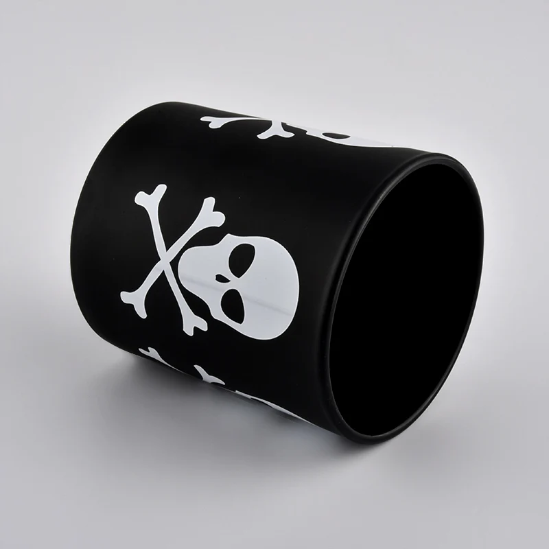 custom black glass candle jars for Halloween
