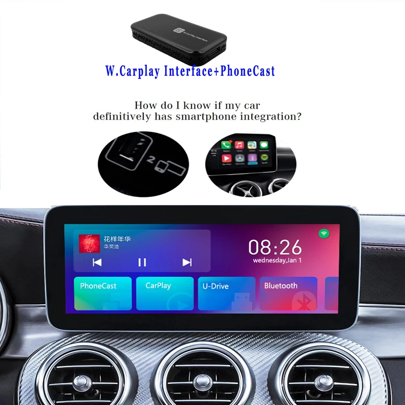 NEW W. CarPlay Interface android 9.0 /PhoneCast For universal carplay android box