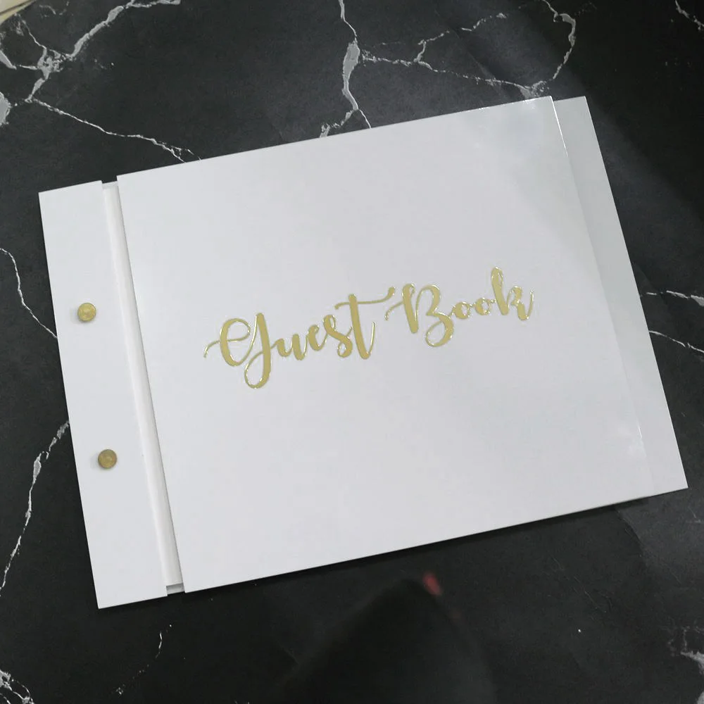 Customized White Acrylic Wedding Guest Book Modern Wedding Reception