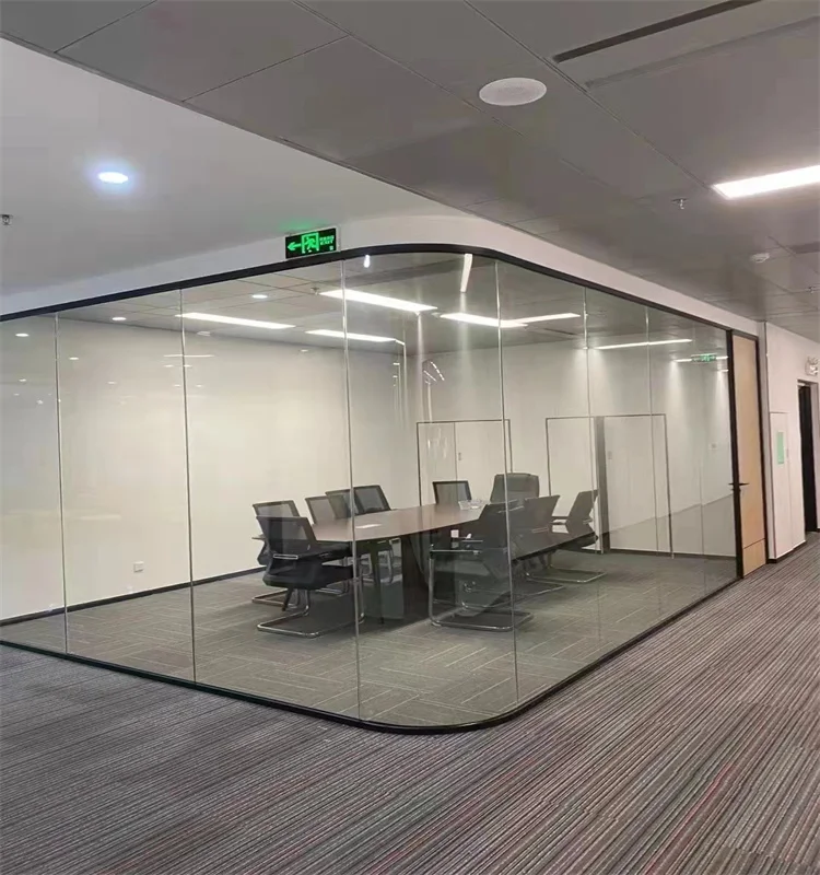 product 26mm slim aluminum frame single glass office partition for hospitals schools and office buildings-2