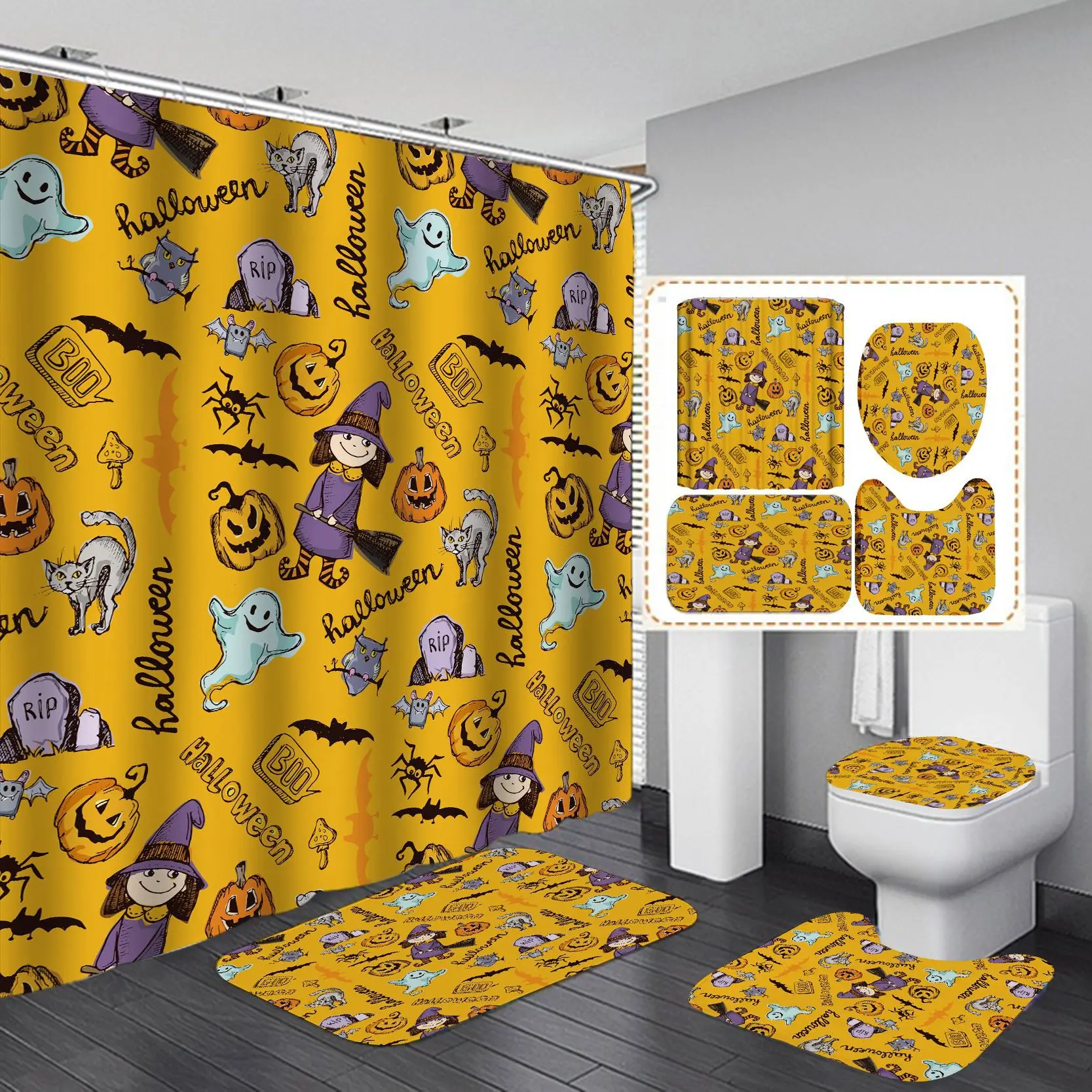 Factory Direct New Halloween Bathroom Shower Curtain,Bathroom Shower